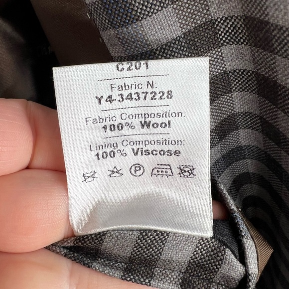 Vintage Georgetown Custom Dormeuil Blazer Mens Wool‎ 42R Taupe Brown navy check - Picture 8 of 16